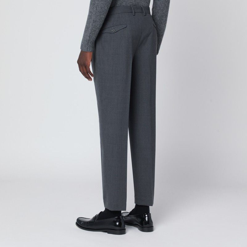 SANTANIELLO Wool Trousers with Front Pleats for Men