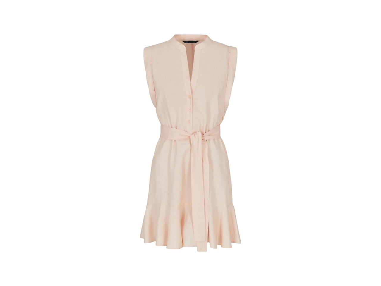 ARMANI EXCHANGE Elegant Sleeveless Dress with Mandarin Collar and Flounced Hem