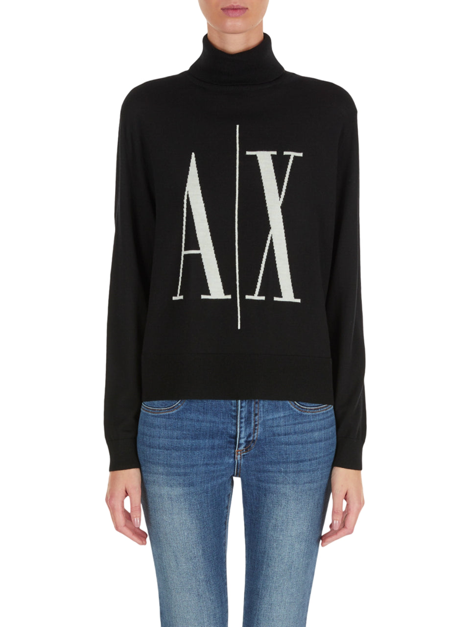 ARMANI EXCHANGE Regular Fit Pullover with Polo Neck for Women