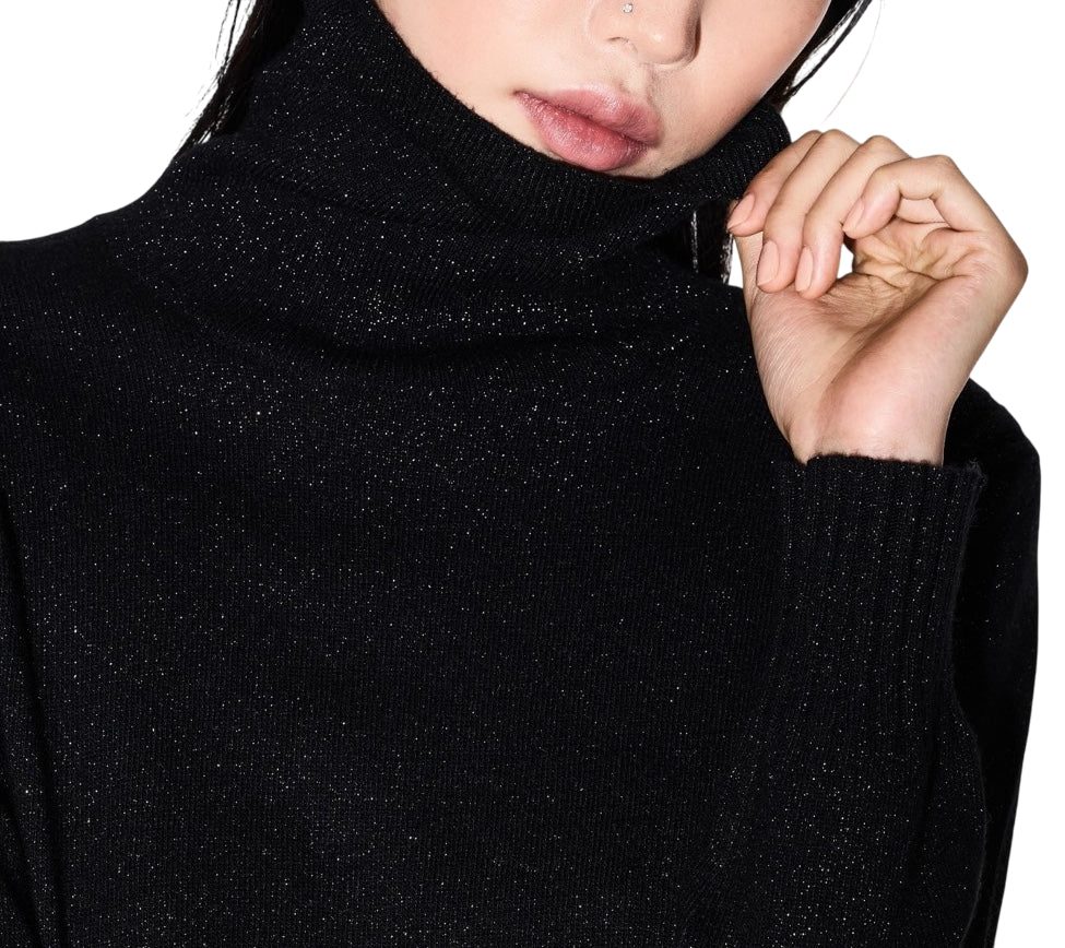 ARMANI EXCHANGE Women's Turtleneck Sweater with Lurex Finish