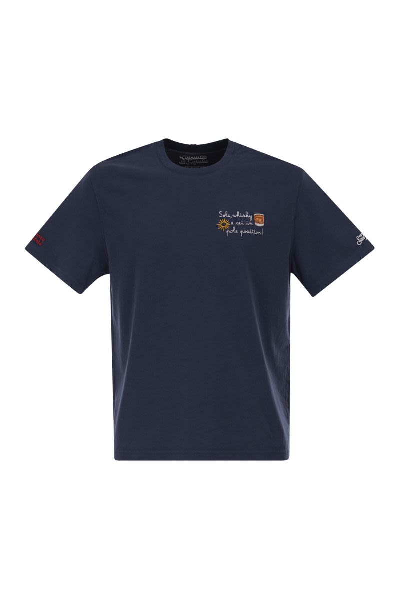 MC2 SAINT BARTH Men's Cotton T-Shirt with Embroidered Details