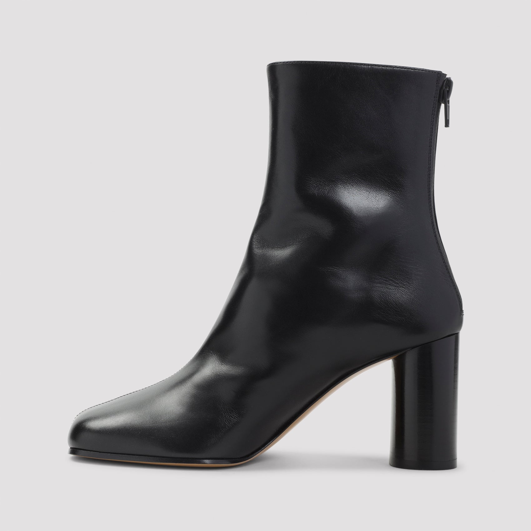 PHOEBE PHILO Leather Ankle Boots with Back Zip Closure