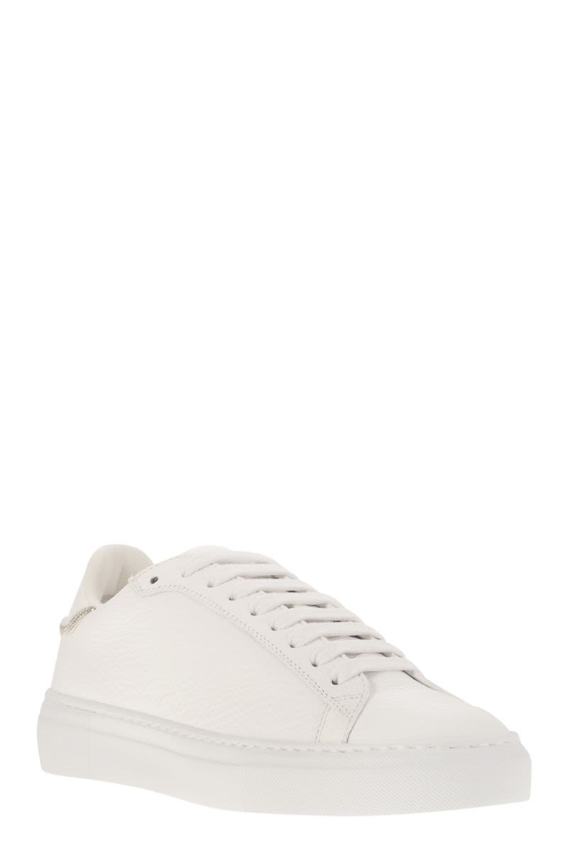 FABIANA FILIPPI Leather Trainers with Diamond Thread - 3 cm Sole Height