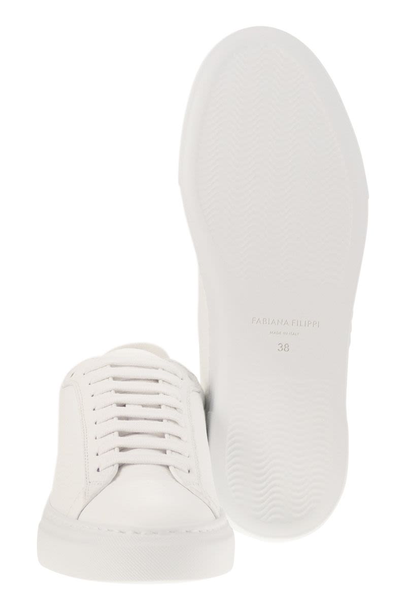 FABIANA FILIPPI Leather Trainers with Diamond Thread - 3 cm Sole Height