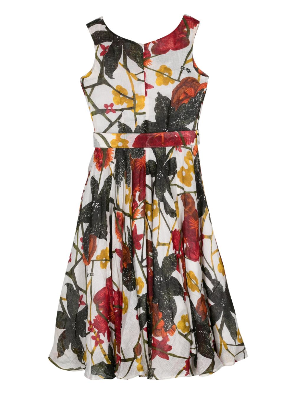 SAMANTHA SUNG Floral Print Midi Dress with Detachable Belt