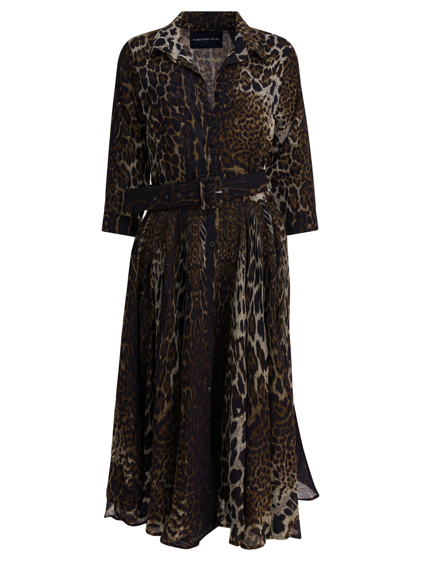 SAMANTHA SUNG Mini Leopard Print Wool Dress