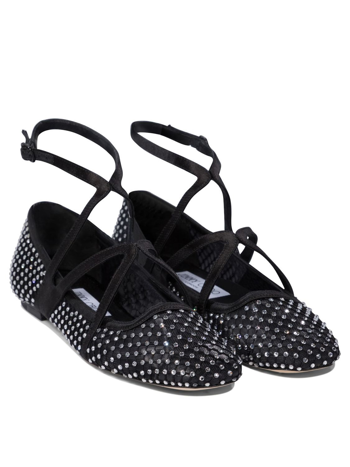 JIMMY CHOO Elegant Crystal Mesh Ballerinas Size 7