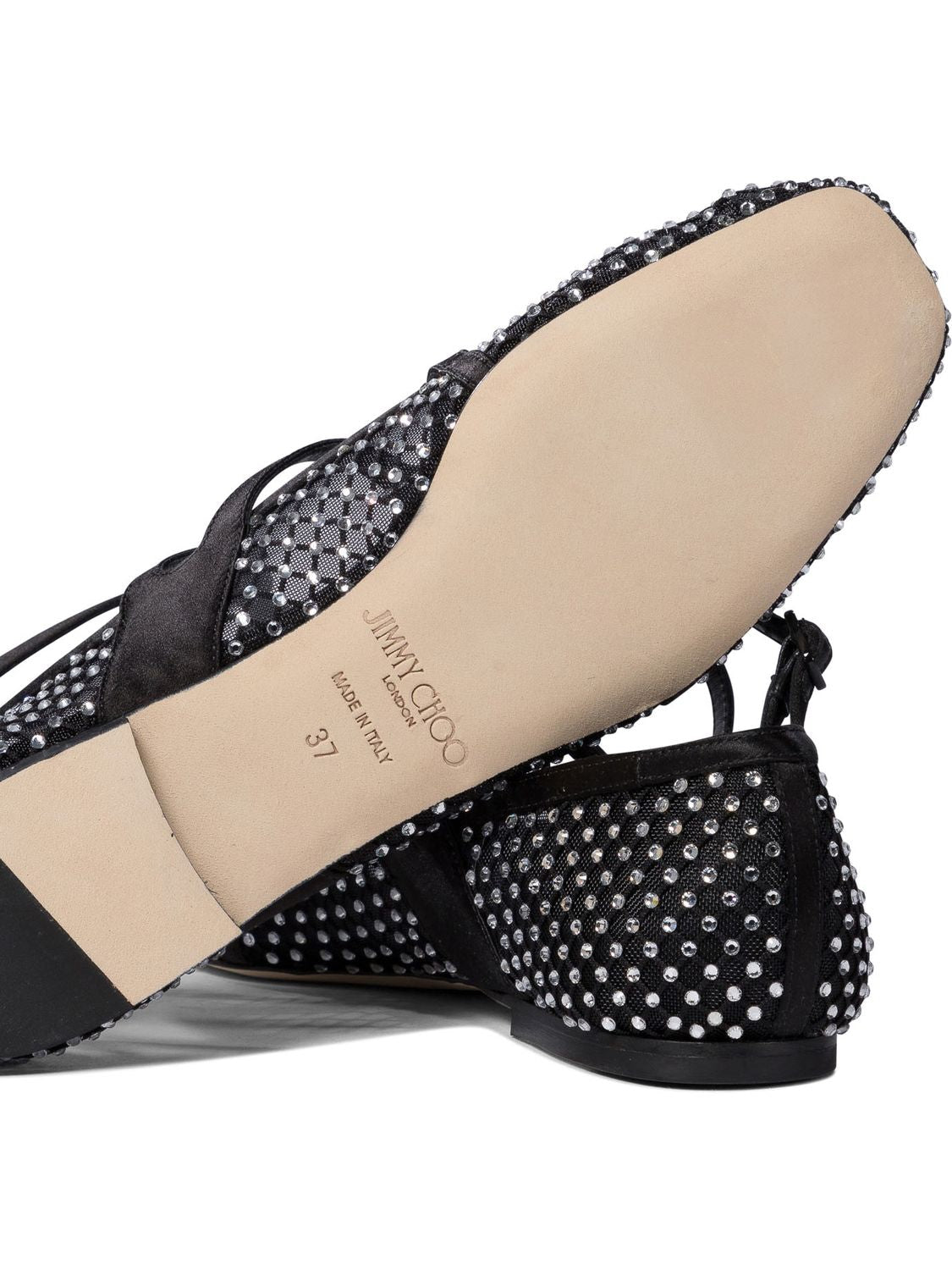 JIMMY CHOO Elegant Crystal Mesh Ballerinas Size 7