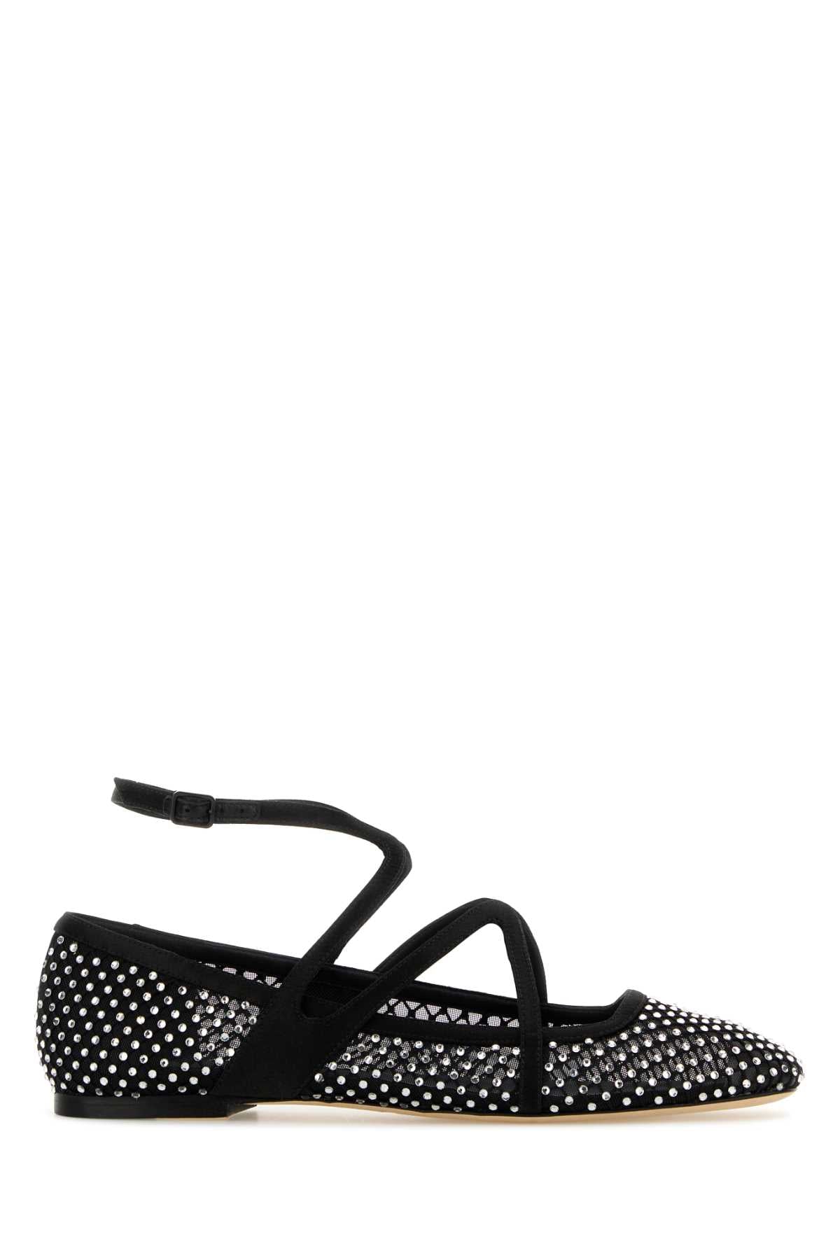 JIMMY CHOO Embellished Mesh Astoria Ballerinas - Women's Flats