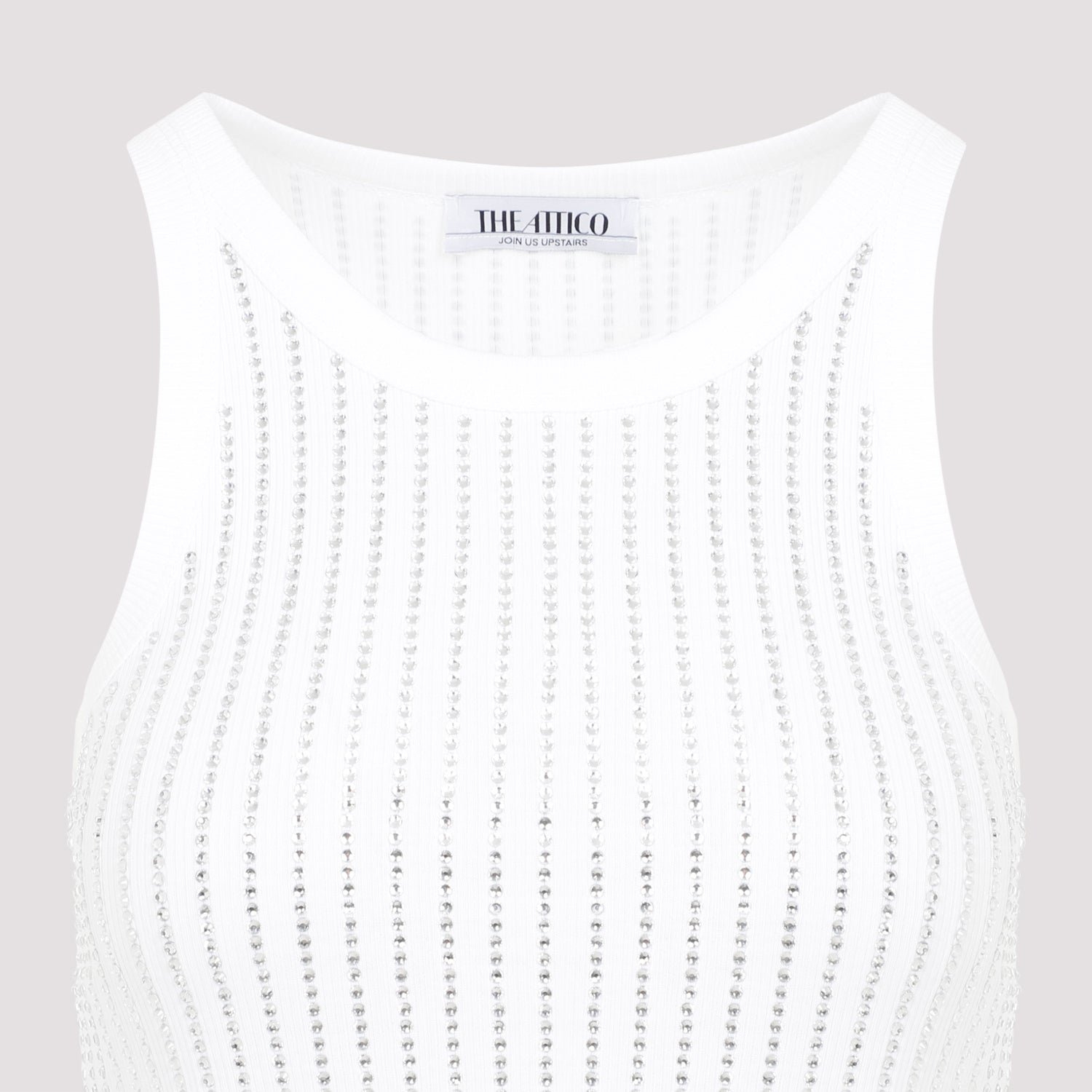 ATTICO Stunning Crystal-Embellished Ribbed Tank