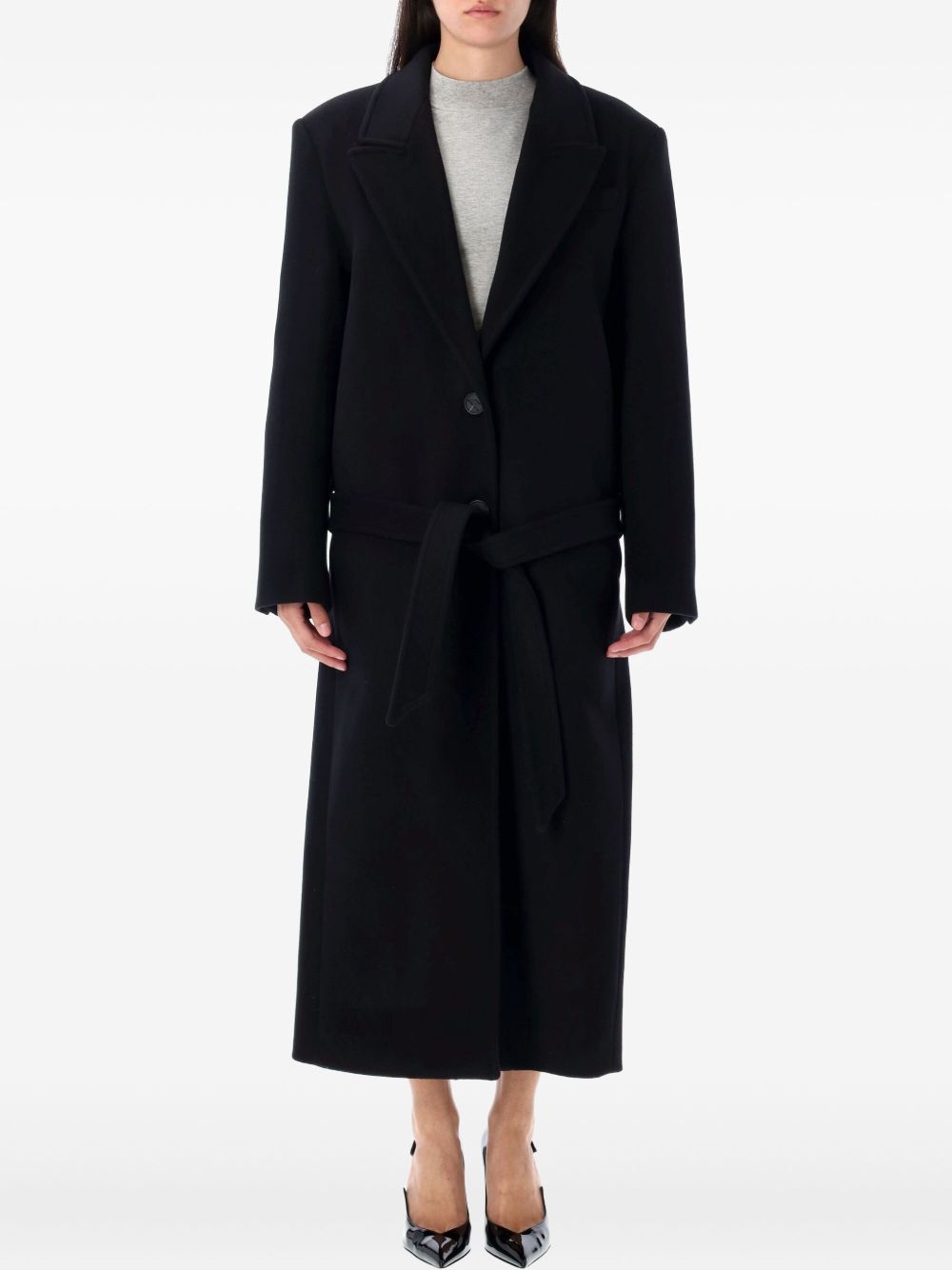 ATTICO Sophisticated Long Single-Breasted Jacket with Belt for Women