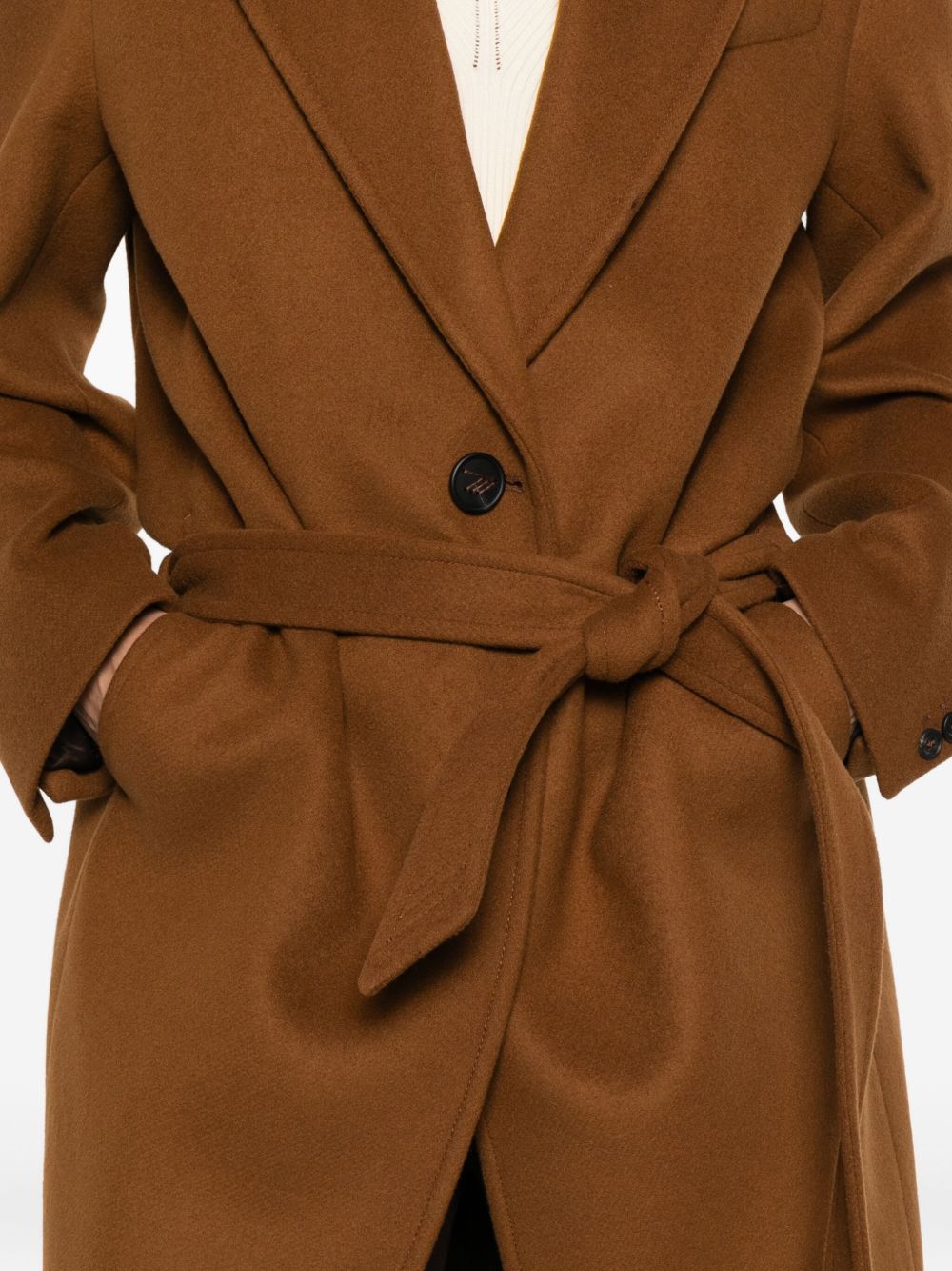 ATTICO Long Belted Camel Jacket for Women