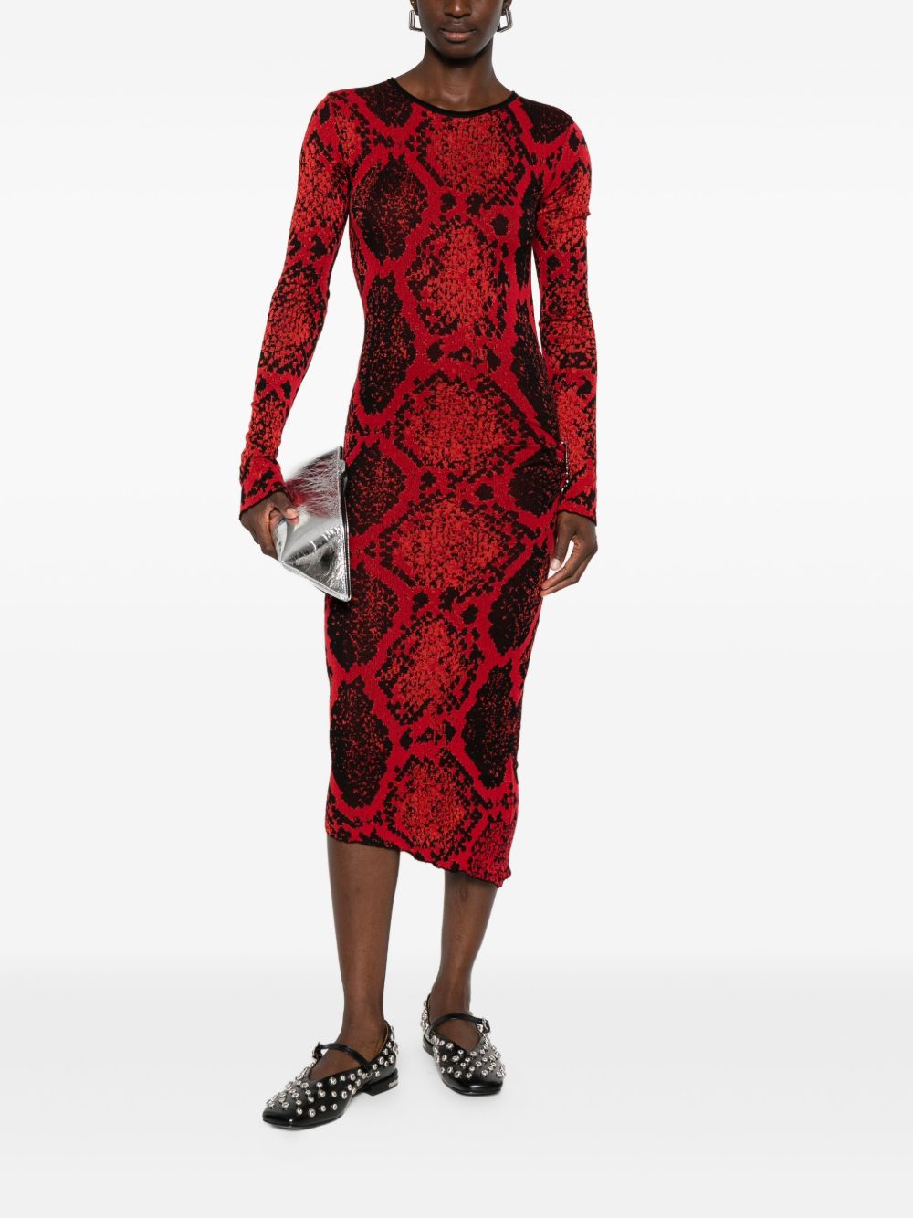ATTICO Stunning Midi Dress with Unique Python Print and Cut-Out Back