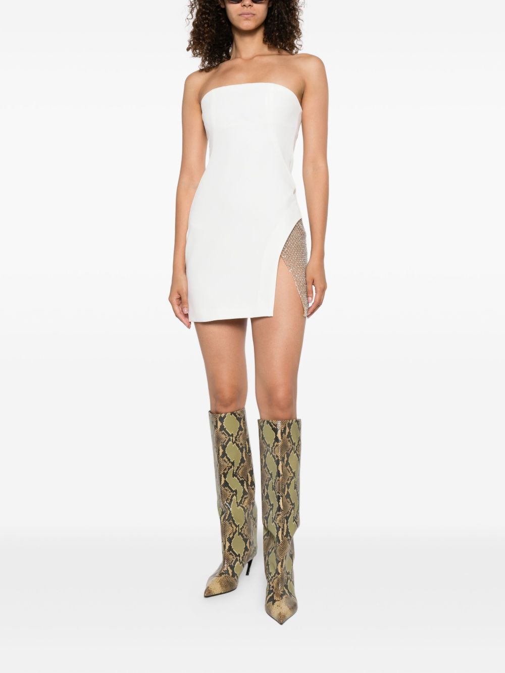 ATTICO Strapless Mini Dress with Crystal Embroidery