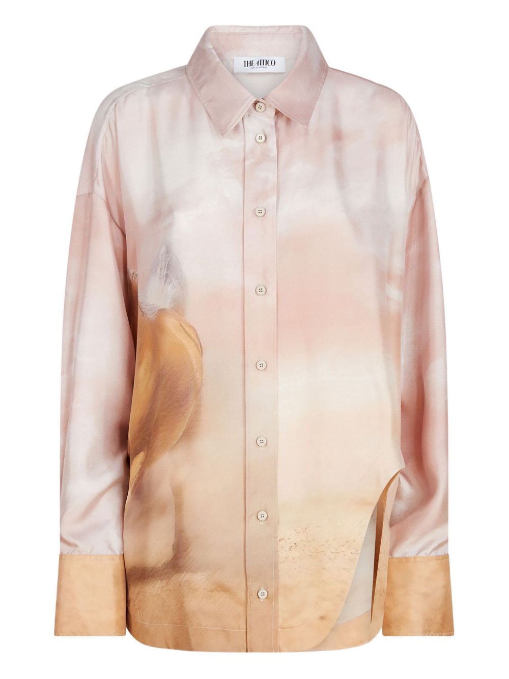 ATTICO Mini Horse-Print Silk Twill Diana Shirt
