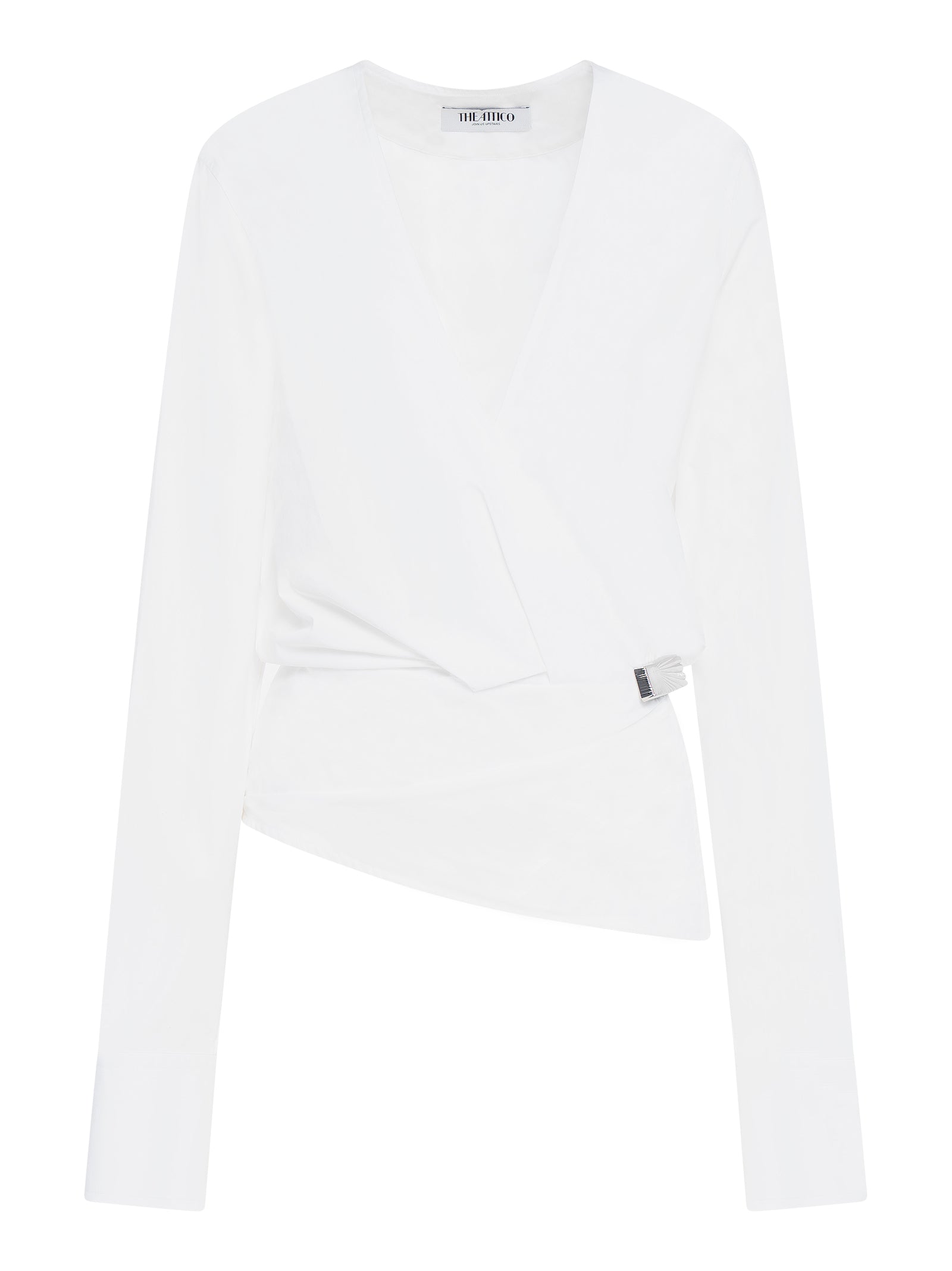 ATTICO Elegant Cotton Poplin Blouse with Silver Logo Buckle
