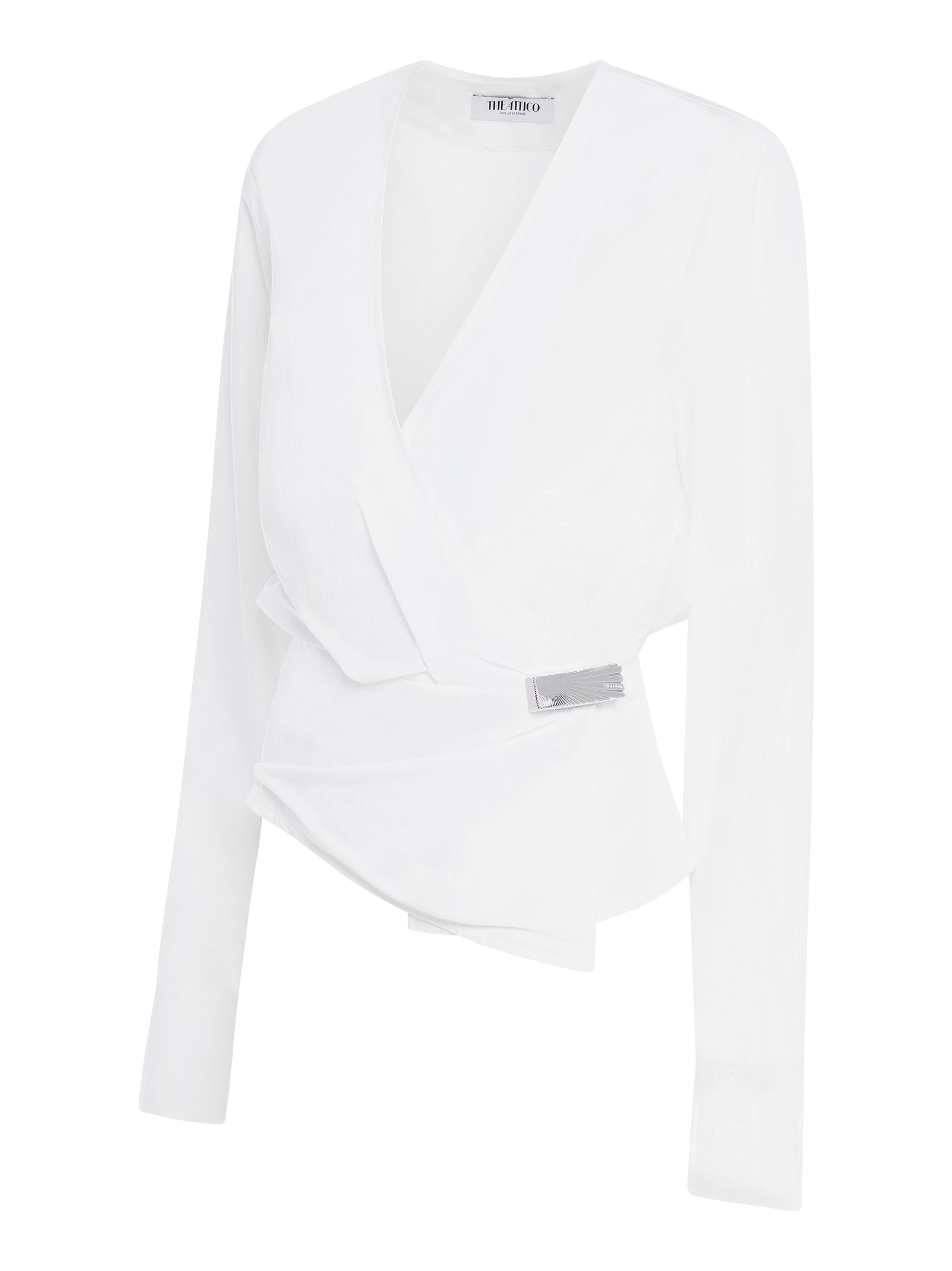 ATTICO Elegant Cotton Poplin Blouse with Silver Logo Buckle
