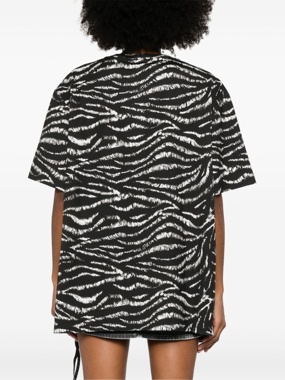 ATTICO Oversized Zebra Print T-Shirt with Stylish Slit - Mini