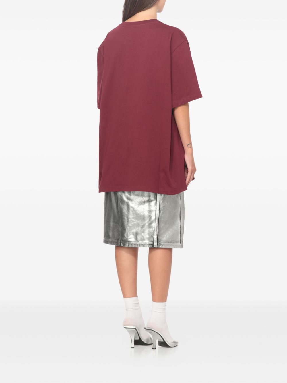 ATTICO Oversized Lightweight Cotton T-Shirt with Shaped Slit for Women