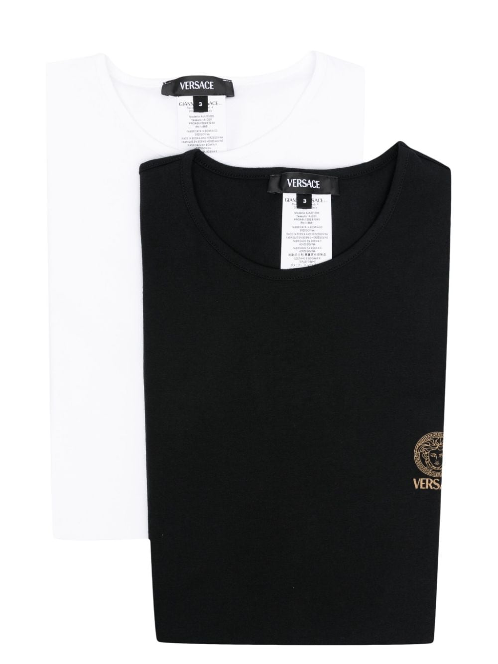 VERSACE Medusa Head Print Cotton T-Shirt - Bi Pack
