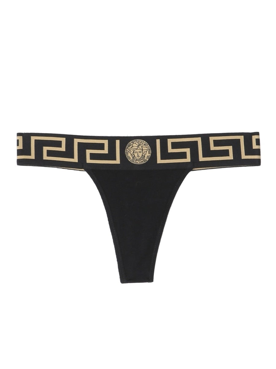VERSACE Greek Border Thong with Central Medusa Motif