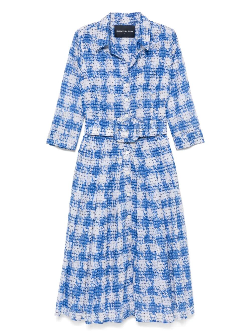 SAMANTHA SUNG Audrey Midi Dress with Houndstooth Print