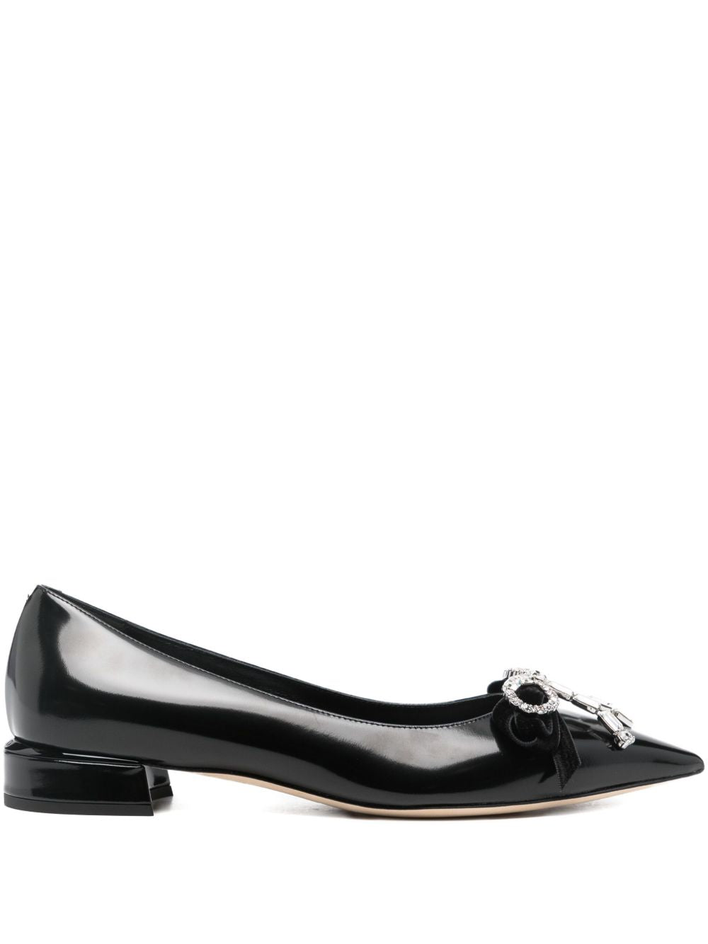 JIMMY CHOO Auria Leather Ballet Flats with Crystal Embellishment