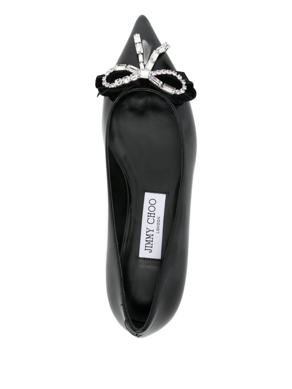 JIMMY CHOO Auria Leather Ballet Flats with Crystal Embellishment
