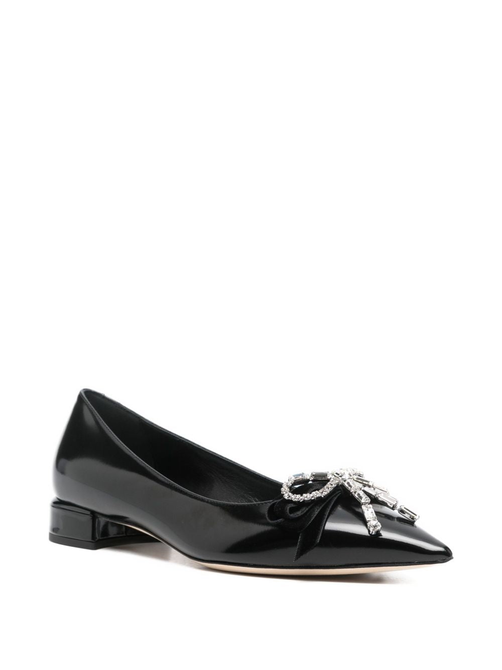 JIMMY CHOO Auria Leather Ballet Flats with Crystal Embellishment