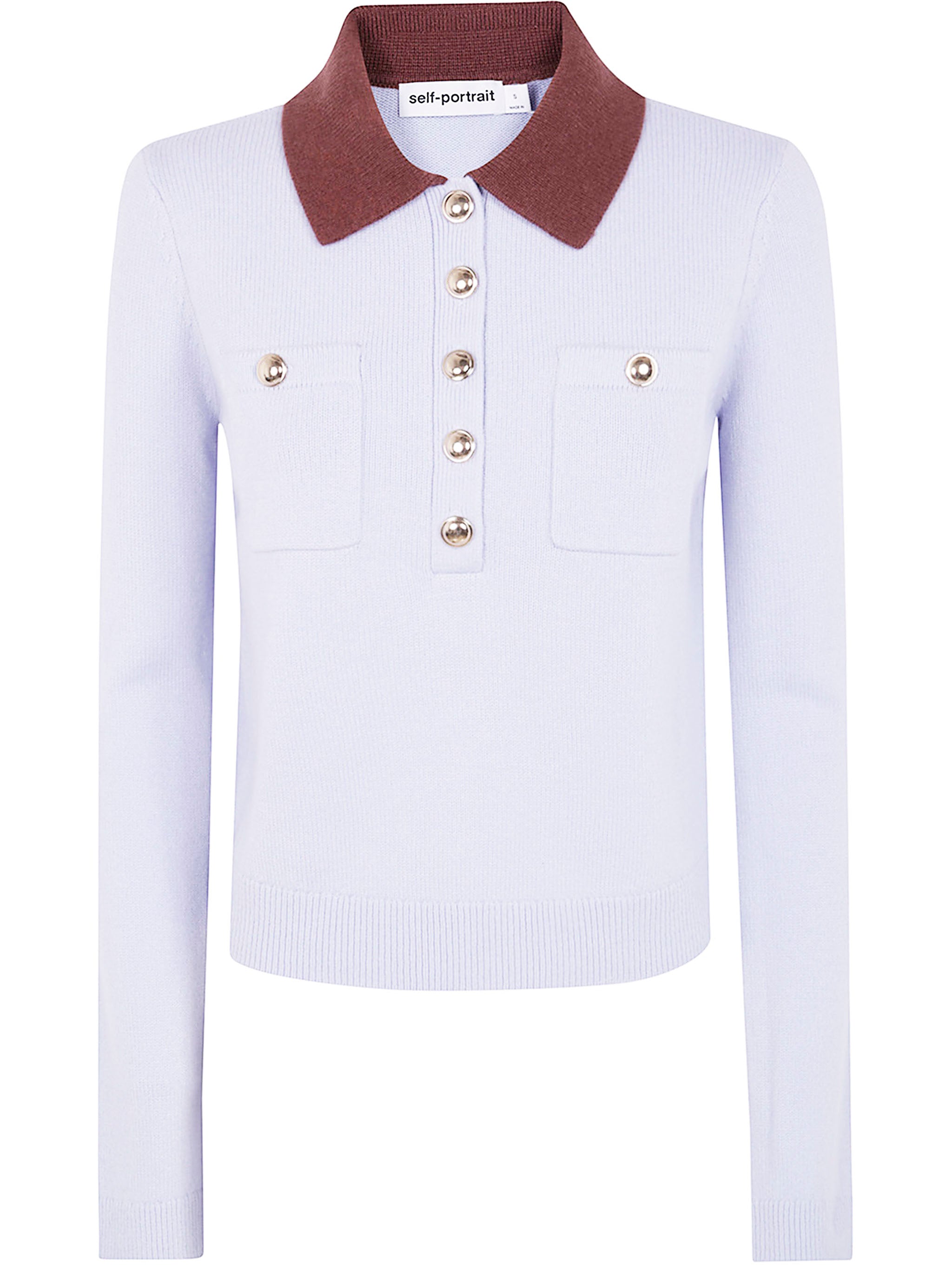 SELF-PORTRAIT Contrast Collar Knit Top