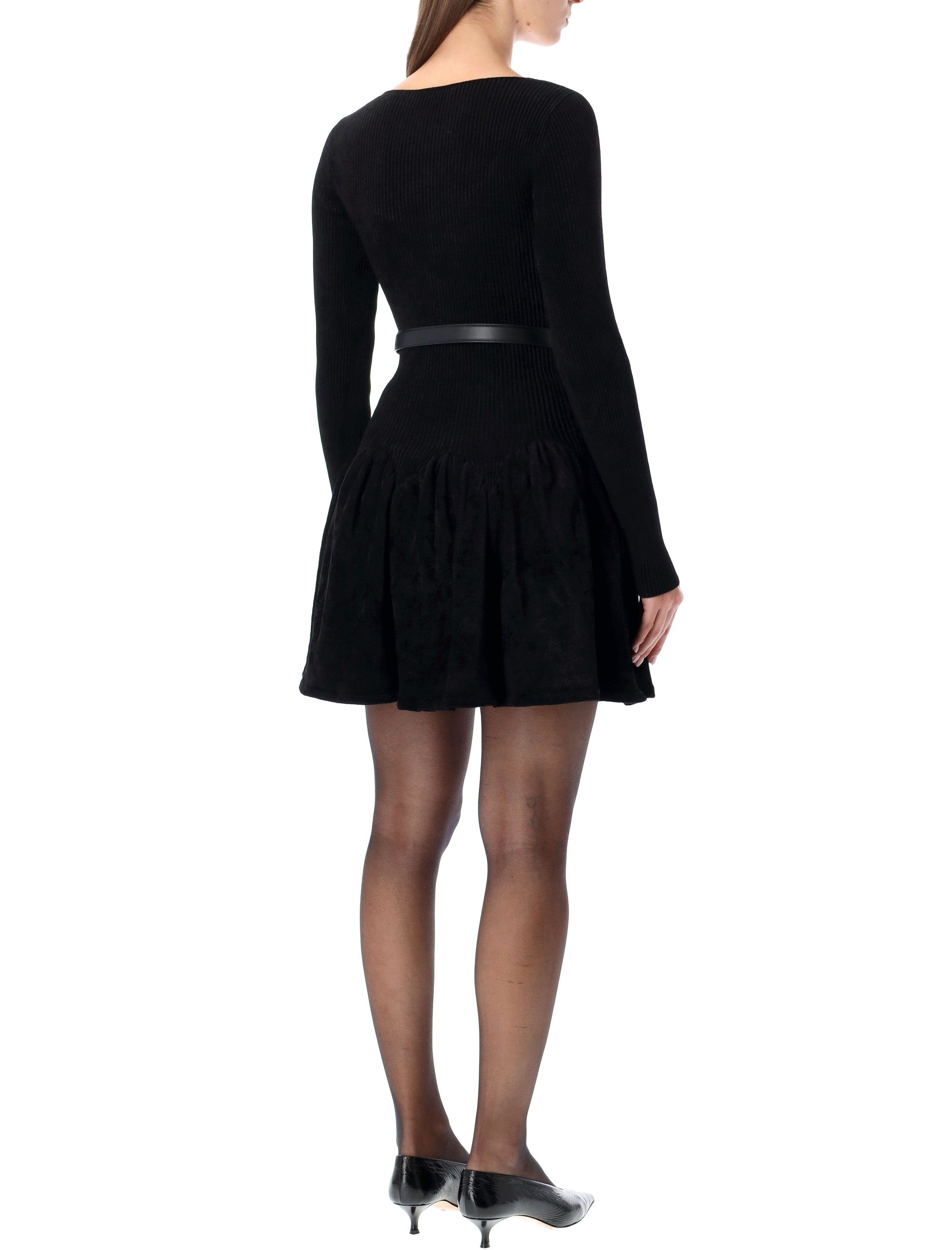 SELF-PORTRAIT Chic Chenille Knit Dress with Removable Belt - Size S