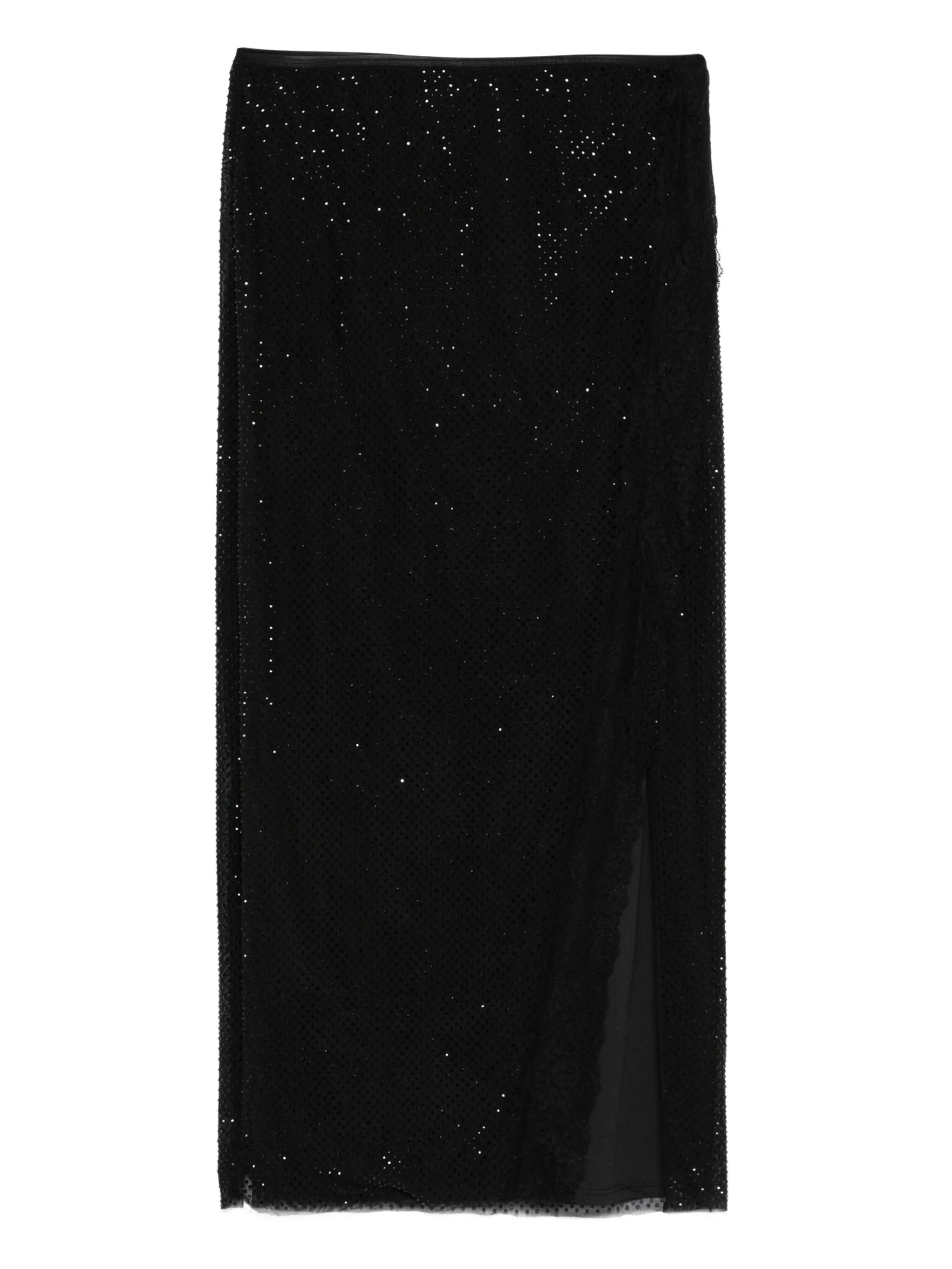 SELF-PORTRAIT Elegant Midi Skirt with Dazzling Rhinestones