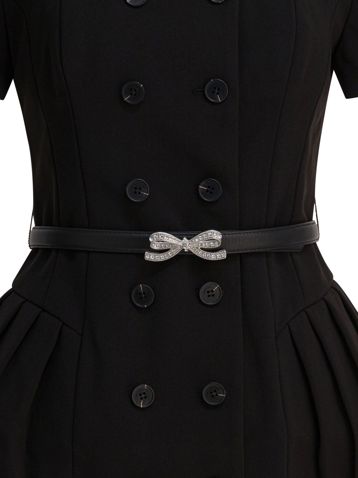 SELF-PORTRAIT Chic Structured Mini Dress with Diamanté Bow Belt - Size 8