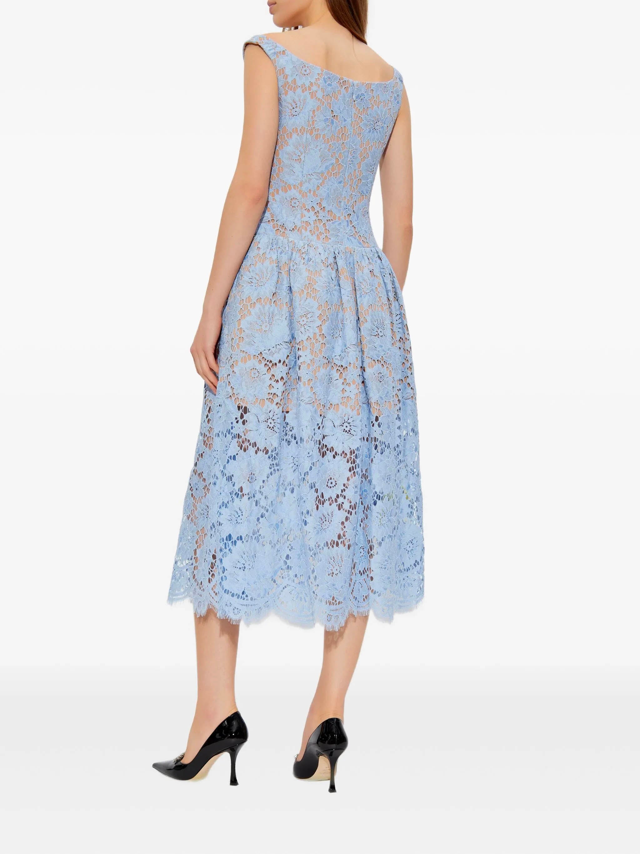 SELF-PORTRAIT Floral Lace Midi Dress with Internal Corset - Size 6