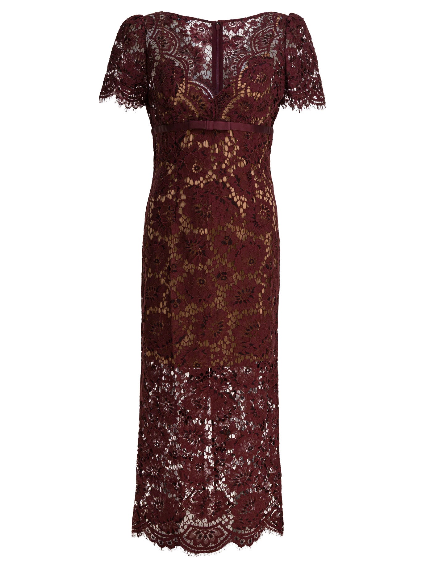 SELF-PORTRAIT Floral Lace Midi Dress with Sheath Silhouette
