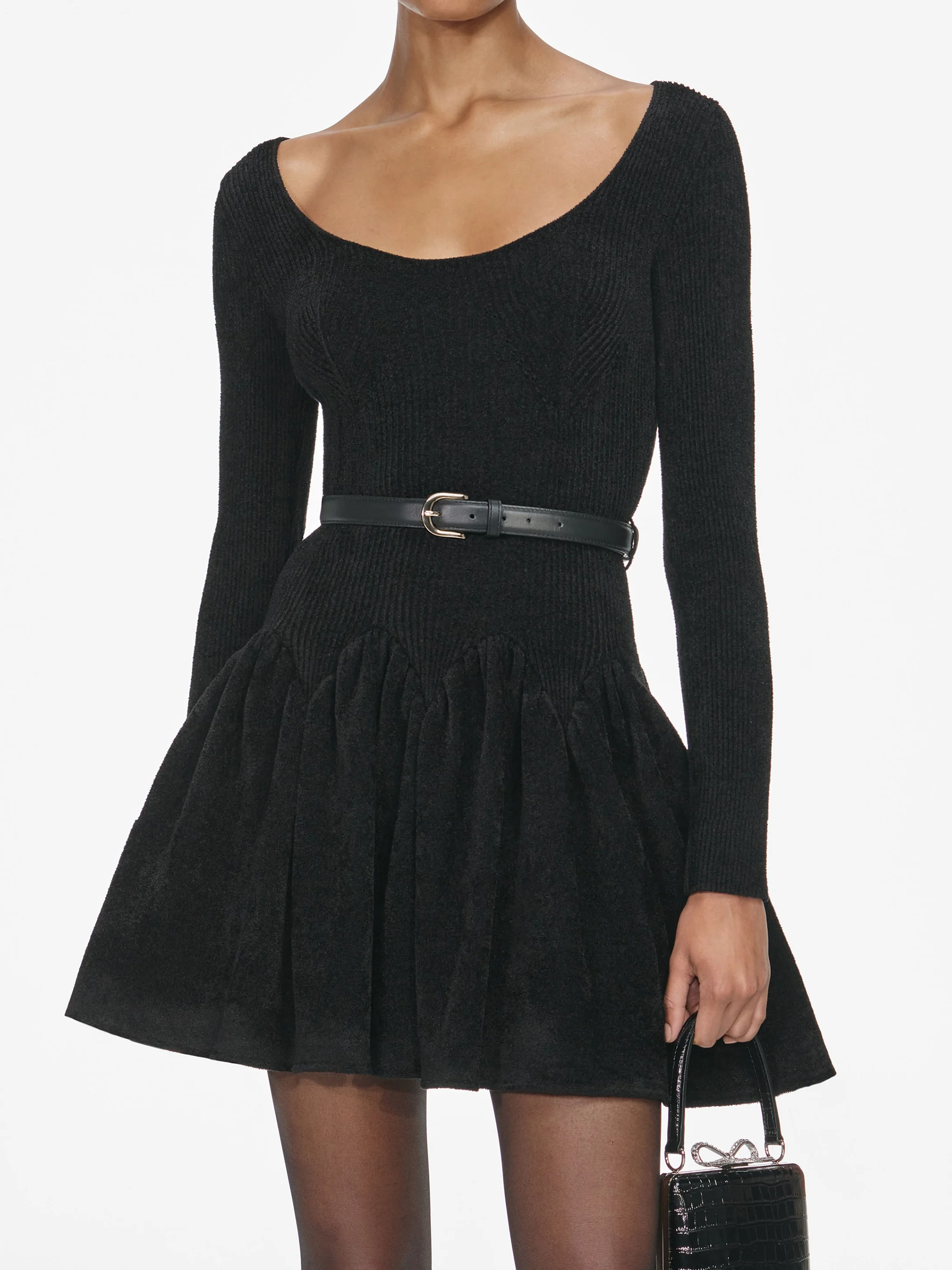 SELF-PORTRAIT Double-Breasted Wool Crepe Mini Dress - Size 8