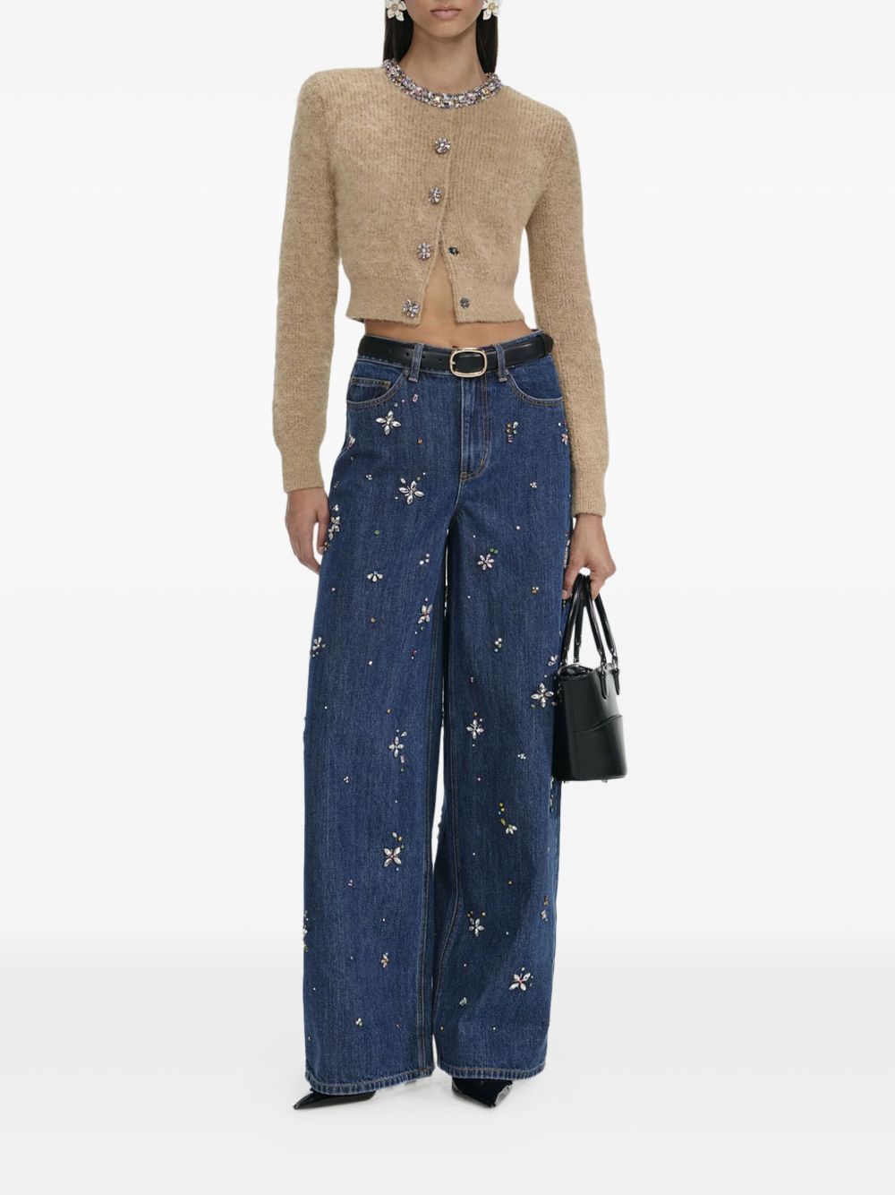 SELF-PORTRAIT Embellished Trim Cardigan - Size S