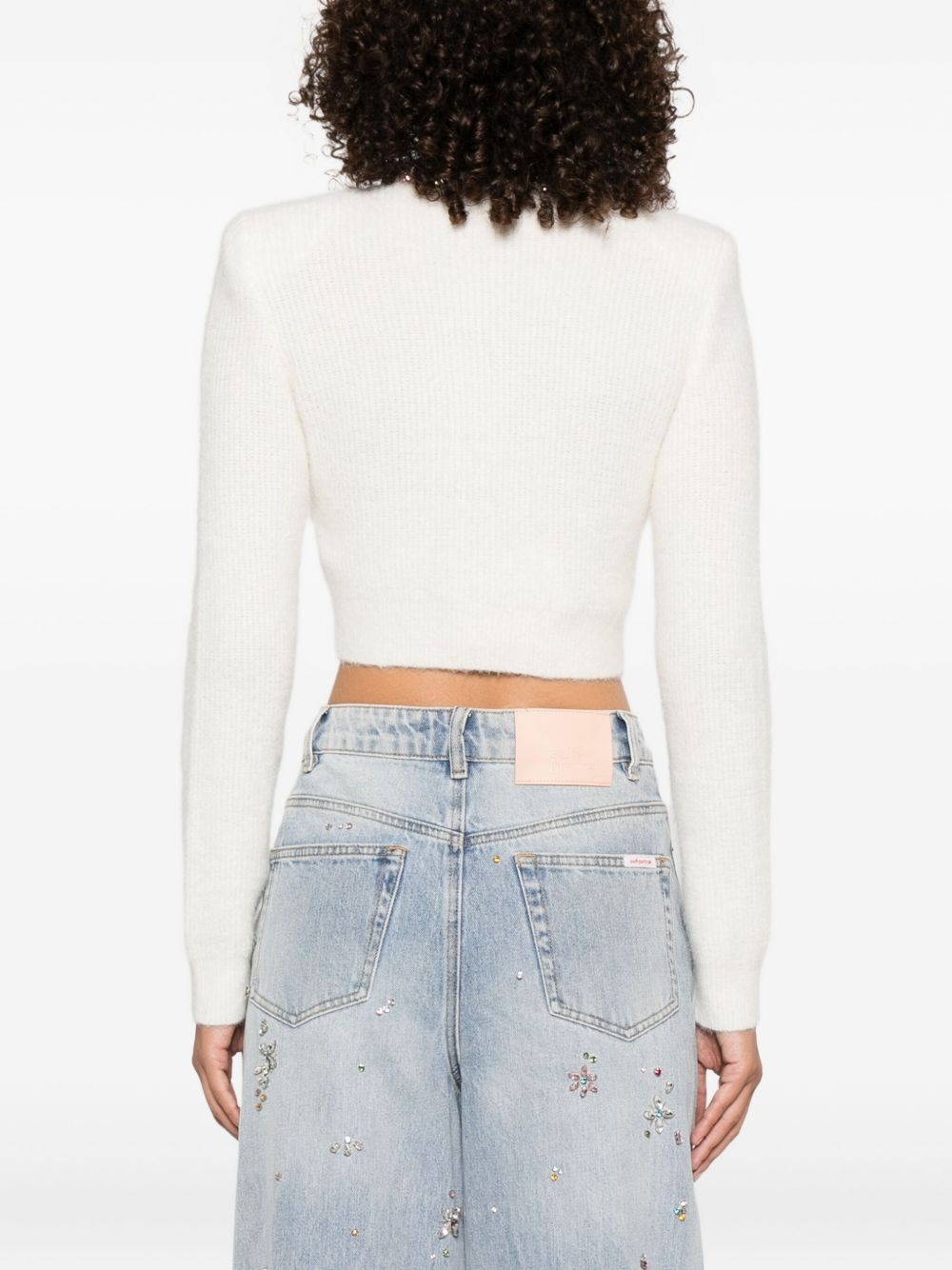 SELF-PORTRAIT Jewel-Embellished Sweater with Front Button Fastening