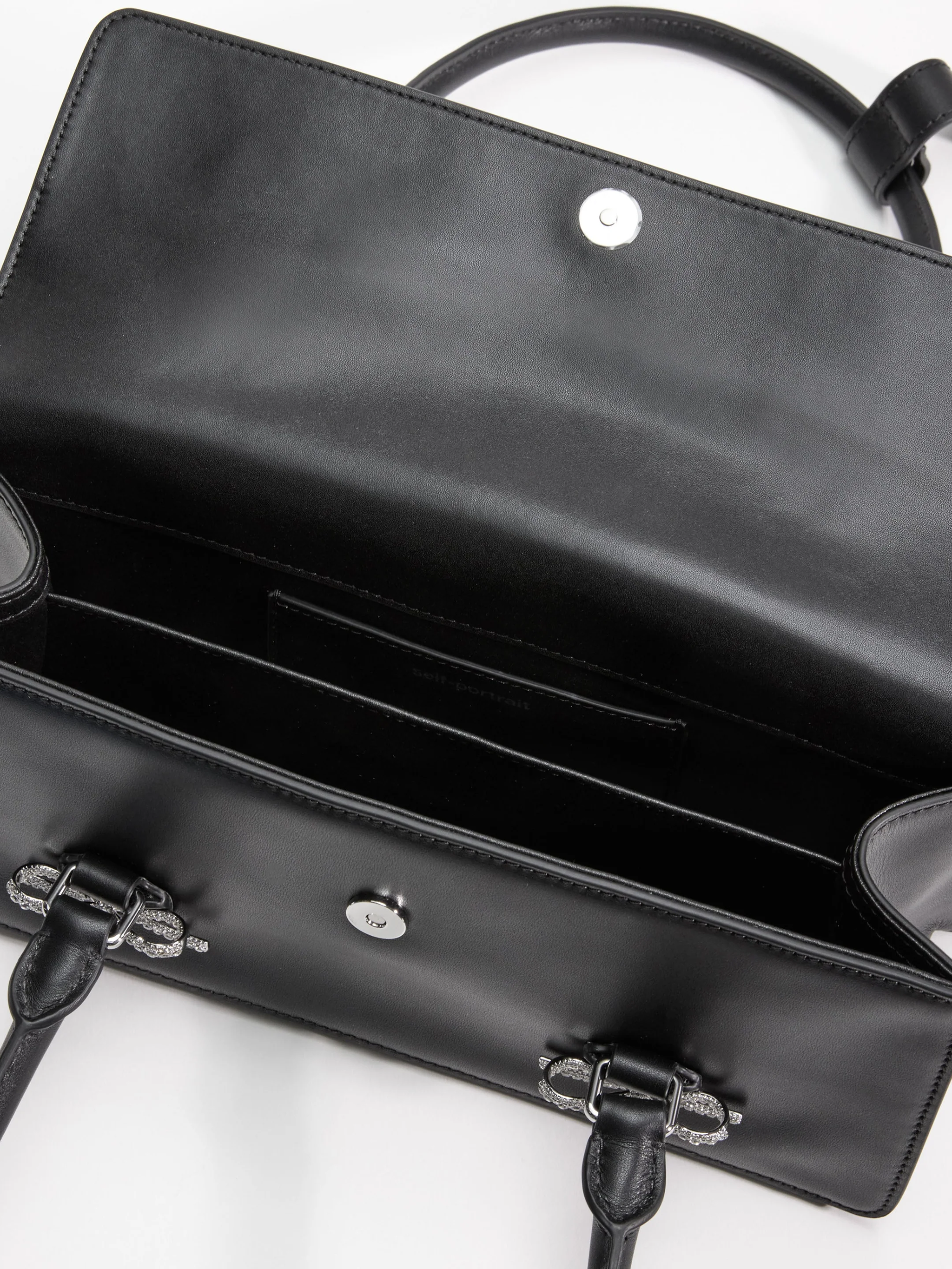 SELF-PORTRAIT Soft Leather Shoulder Handbag with Crystal Bow