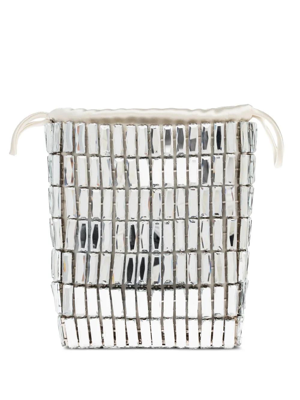 SELF-PORTRAIT Crystal Adorned Drawstring Mini Tote Handbag