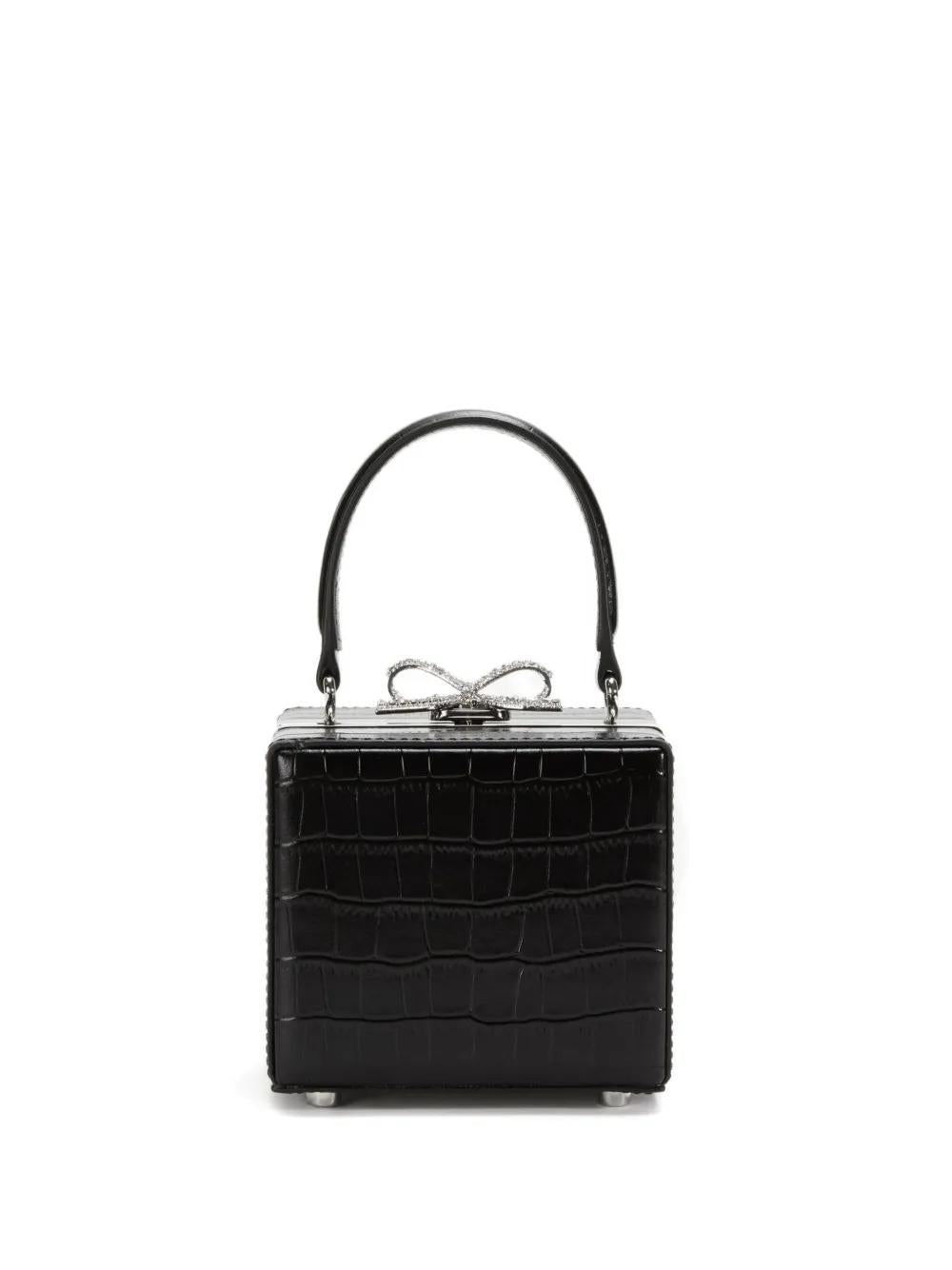 SELF-PORTRAIT Crystal-Embellished Bow Box Handbag