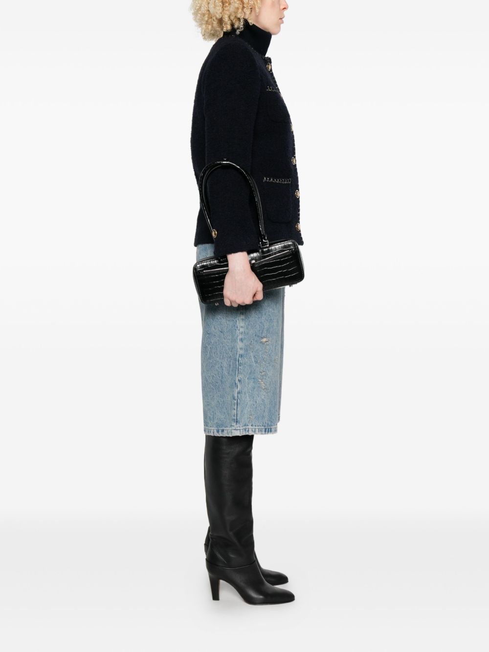 SELF-PORTRAIT Croc Shoulder Mini Handbag