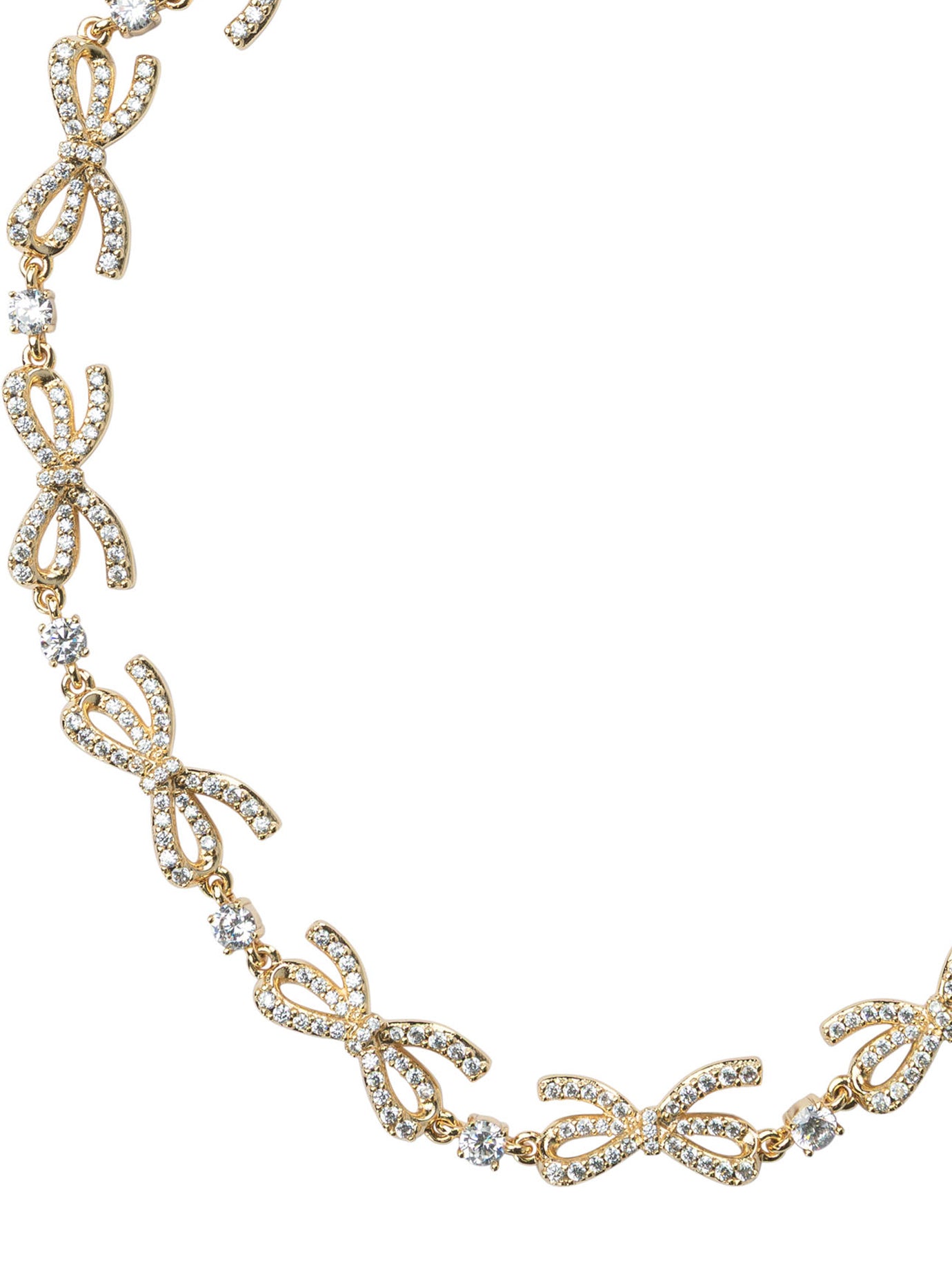 SELF-PORTRAIT Crystal Bow Pendant Necklace - 44.5 CM Length