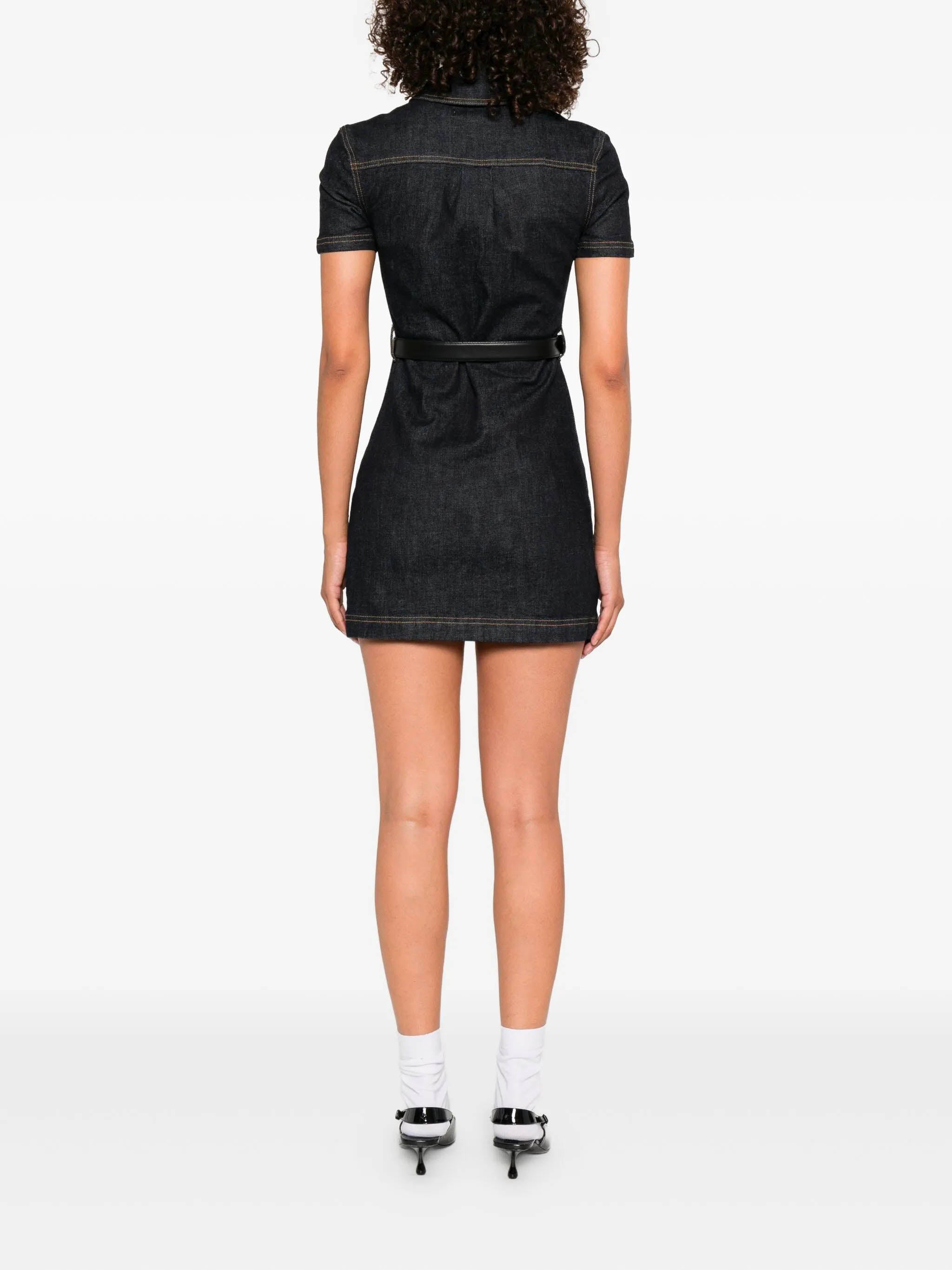SELF-PORTRAIT Crystal Trim Mini Dress with Removable Belt