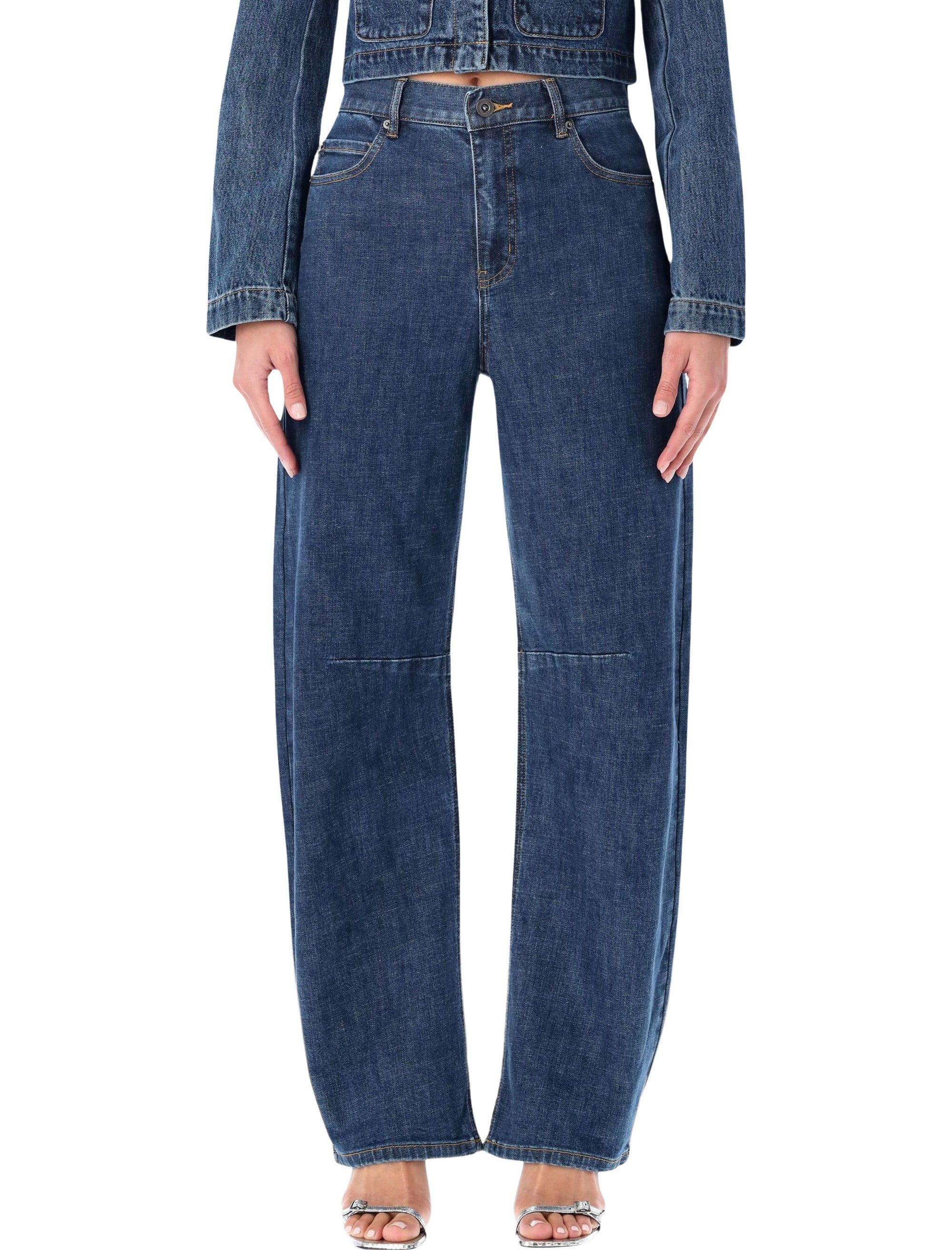 SELF-PORTRAIT High-Waisted Barrel-Leg Jeans - Size 27