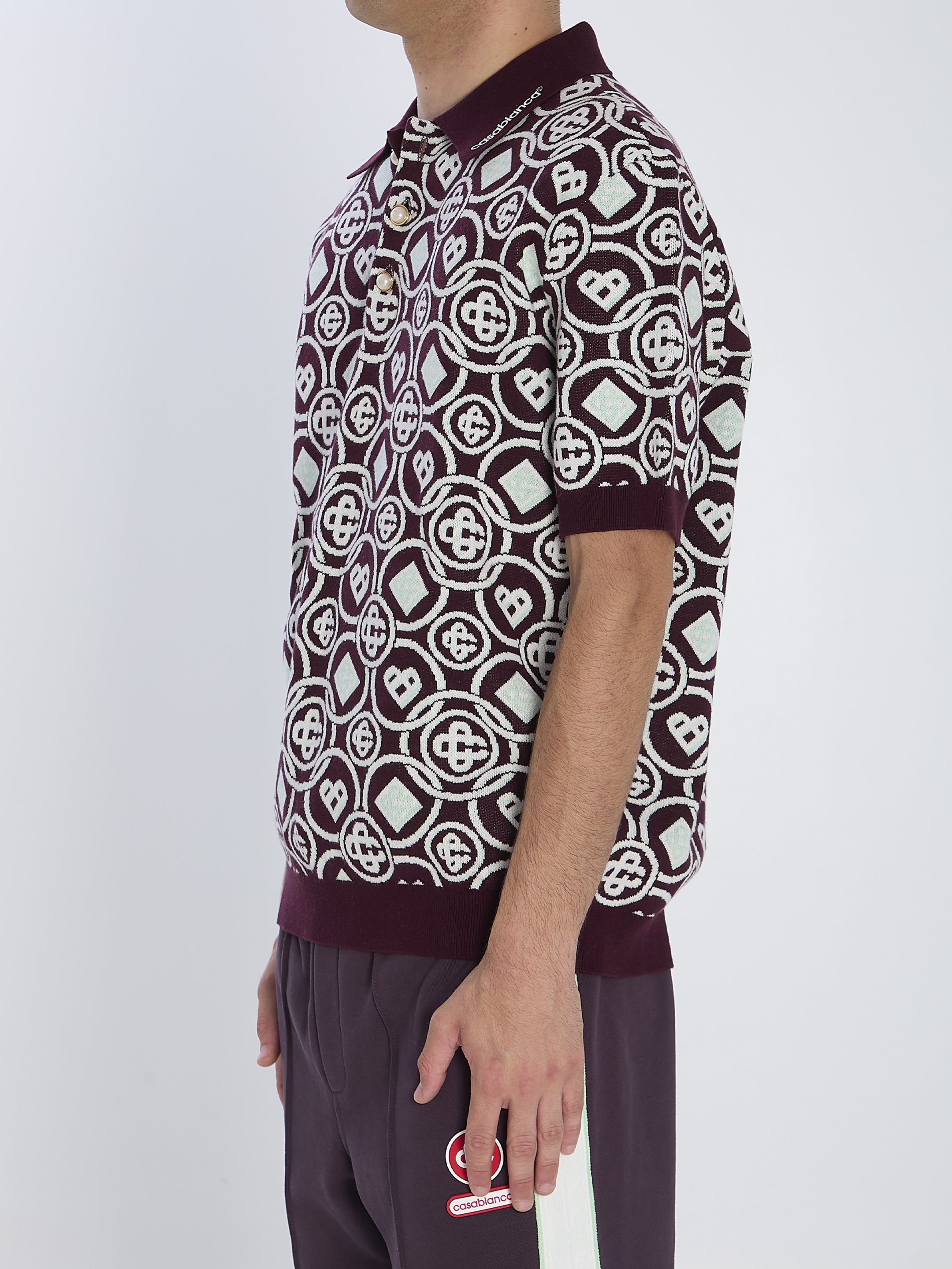 CASABLANCA Monogram Knit Polo - Relaxed Fit