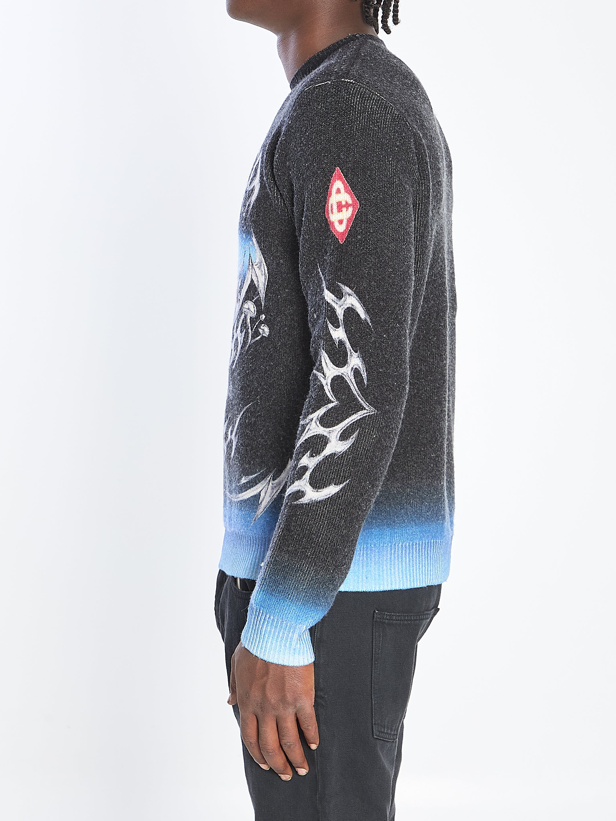 CASABLANCA Crew Neck Sweater with Blades Print - Regular Fit