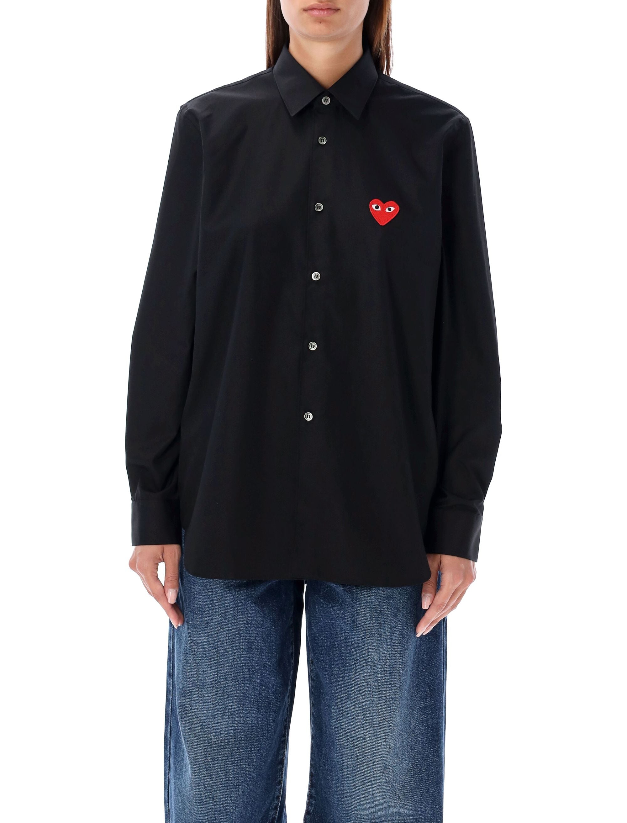 COMME DES GARÇONS PLAY Heart Patch Shirt - Men's Long Sleeve (S, L Available)