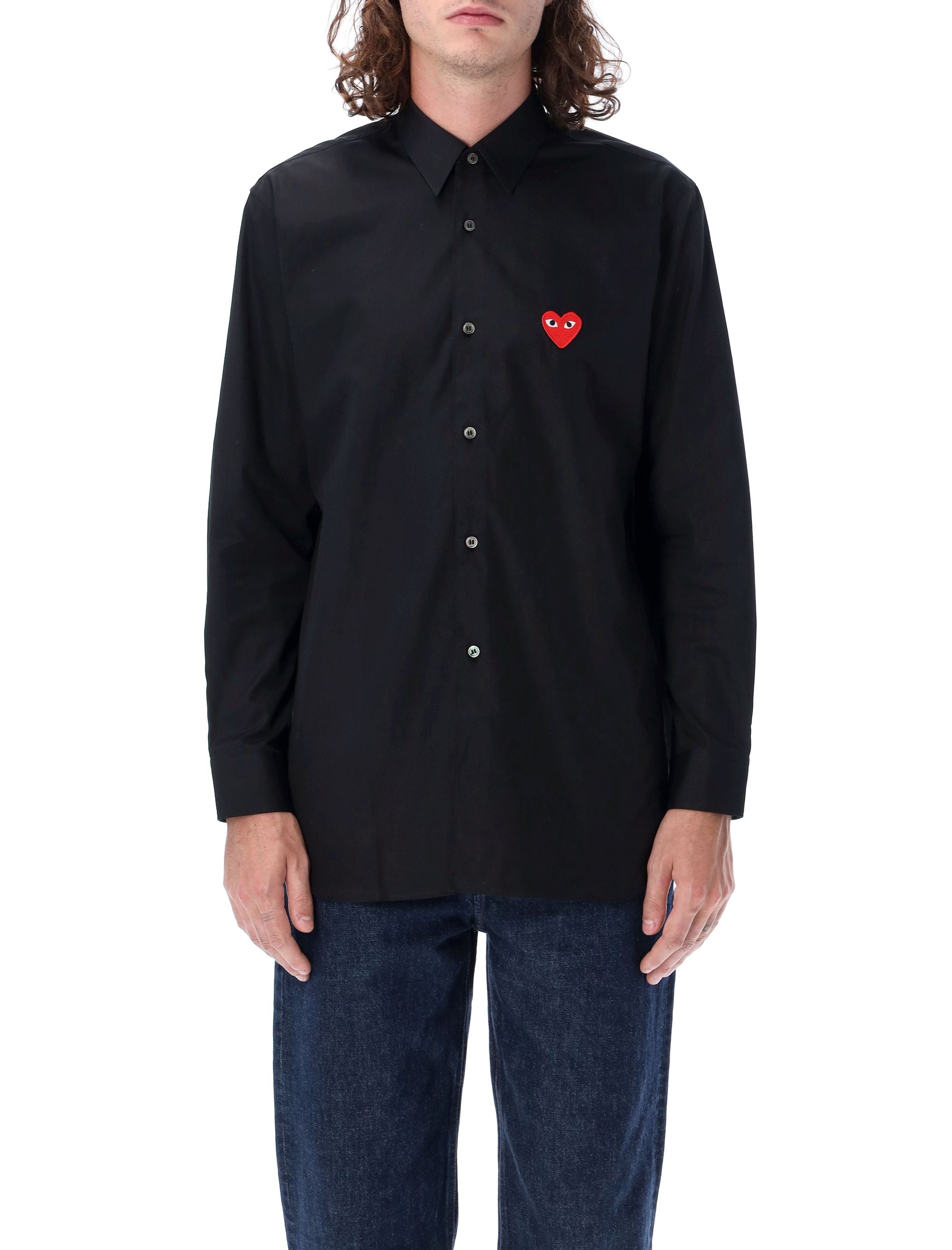COMME DES GARÇONS PLAY Heart Patch Shirt - Men's Long Sleeve (S, L Available)