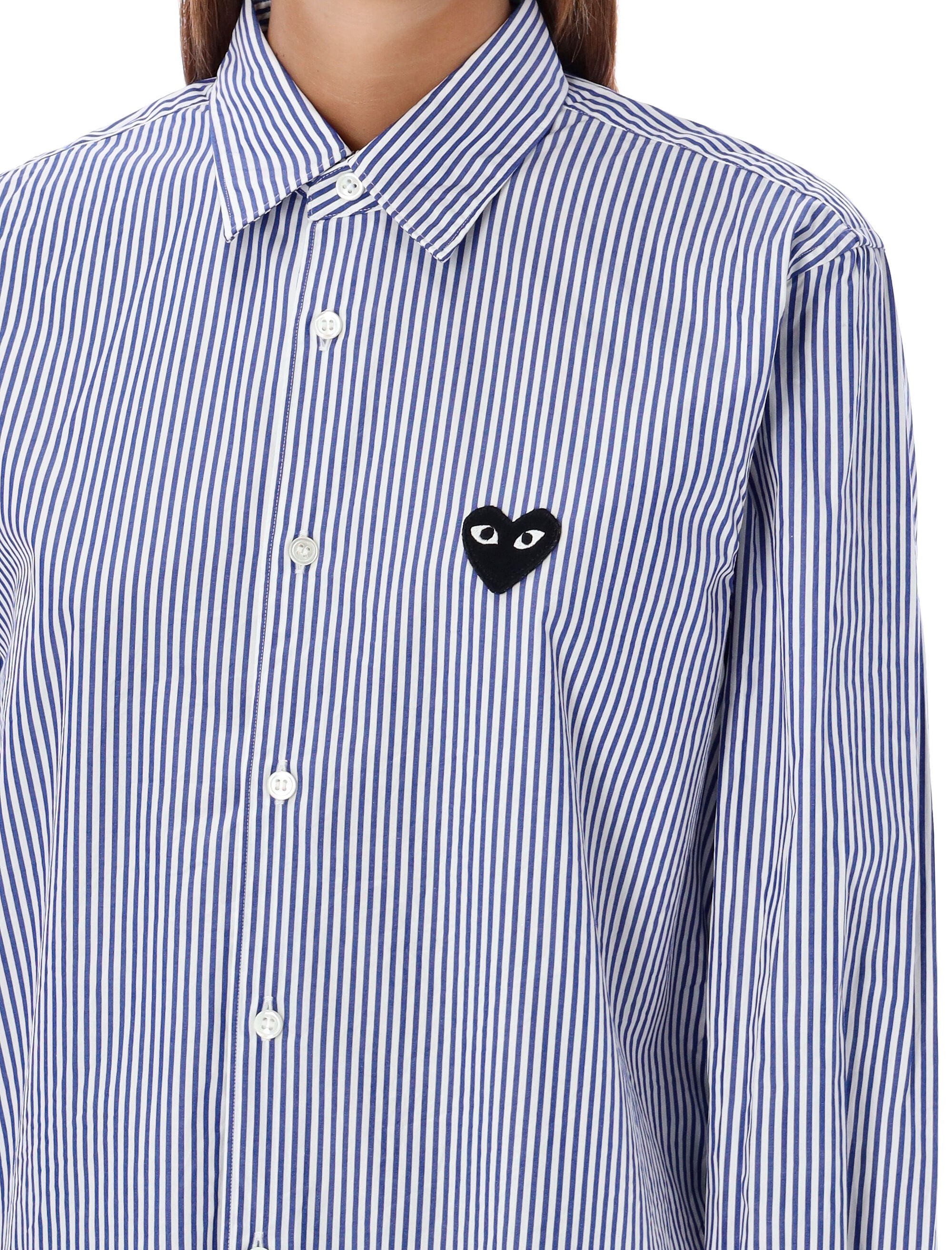 COMME DES GARÇONS PLAY Striped Shirt with Classic Heart Patch - FW25